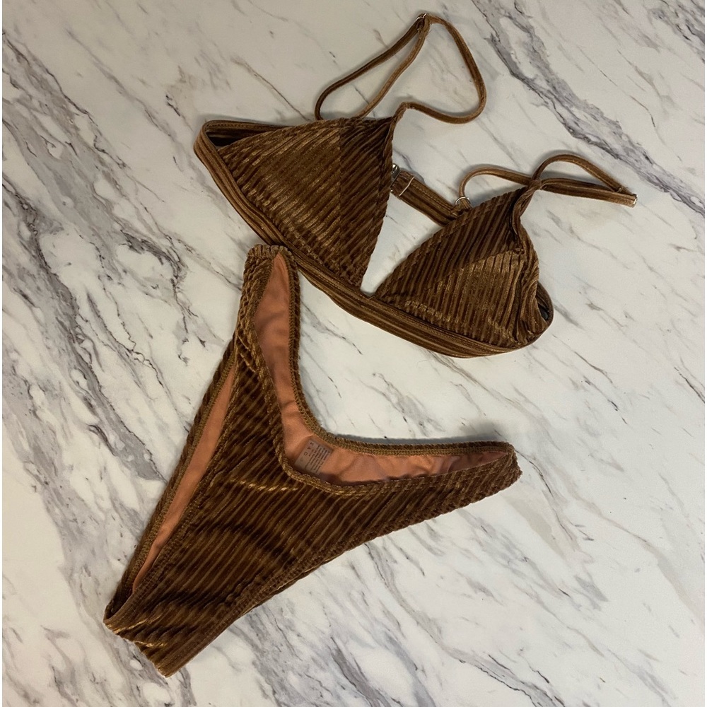 Shein corduroy, brown bikini, size medium